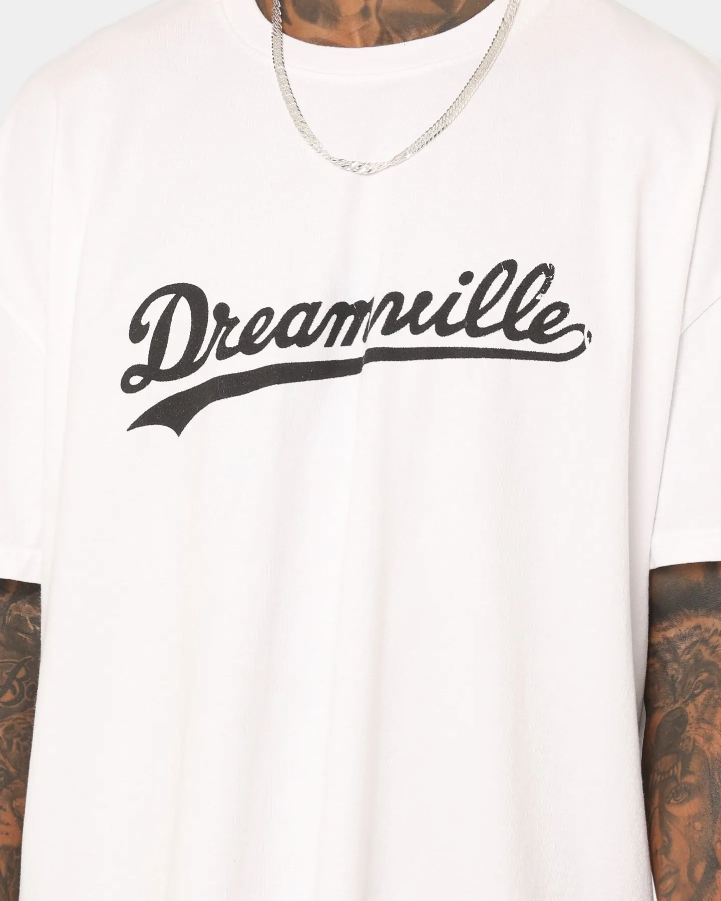 Raw Edge Hem Eco Certified Textile Dreamville Dreamville Logo Vintage T-Shirt Off White