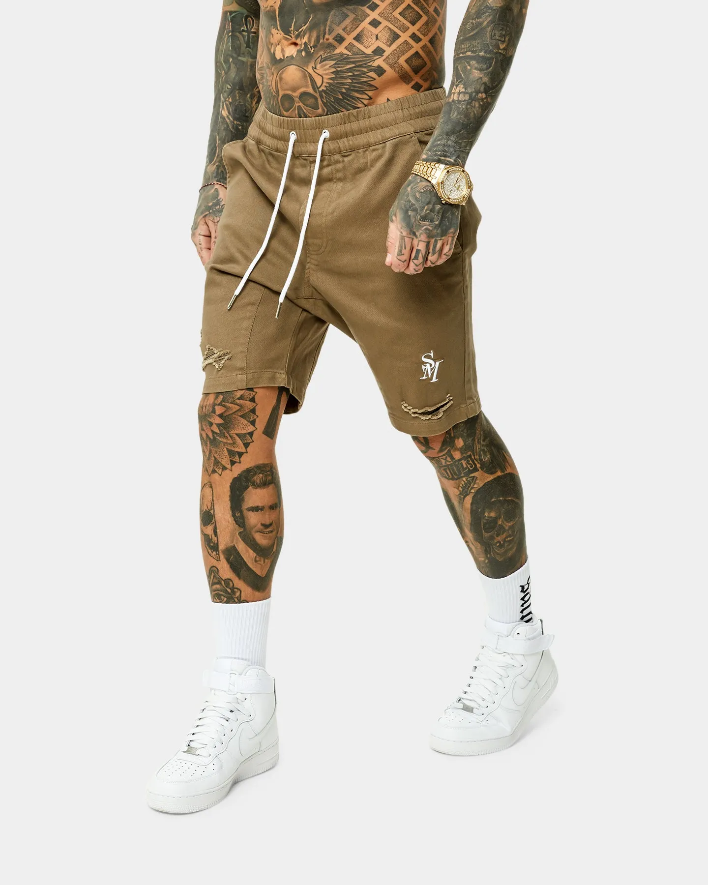 Saint Morta Annex Denim Shorts Brown Abrasion Resistant Surface