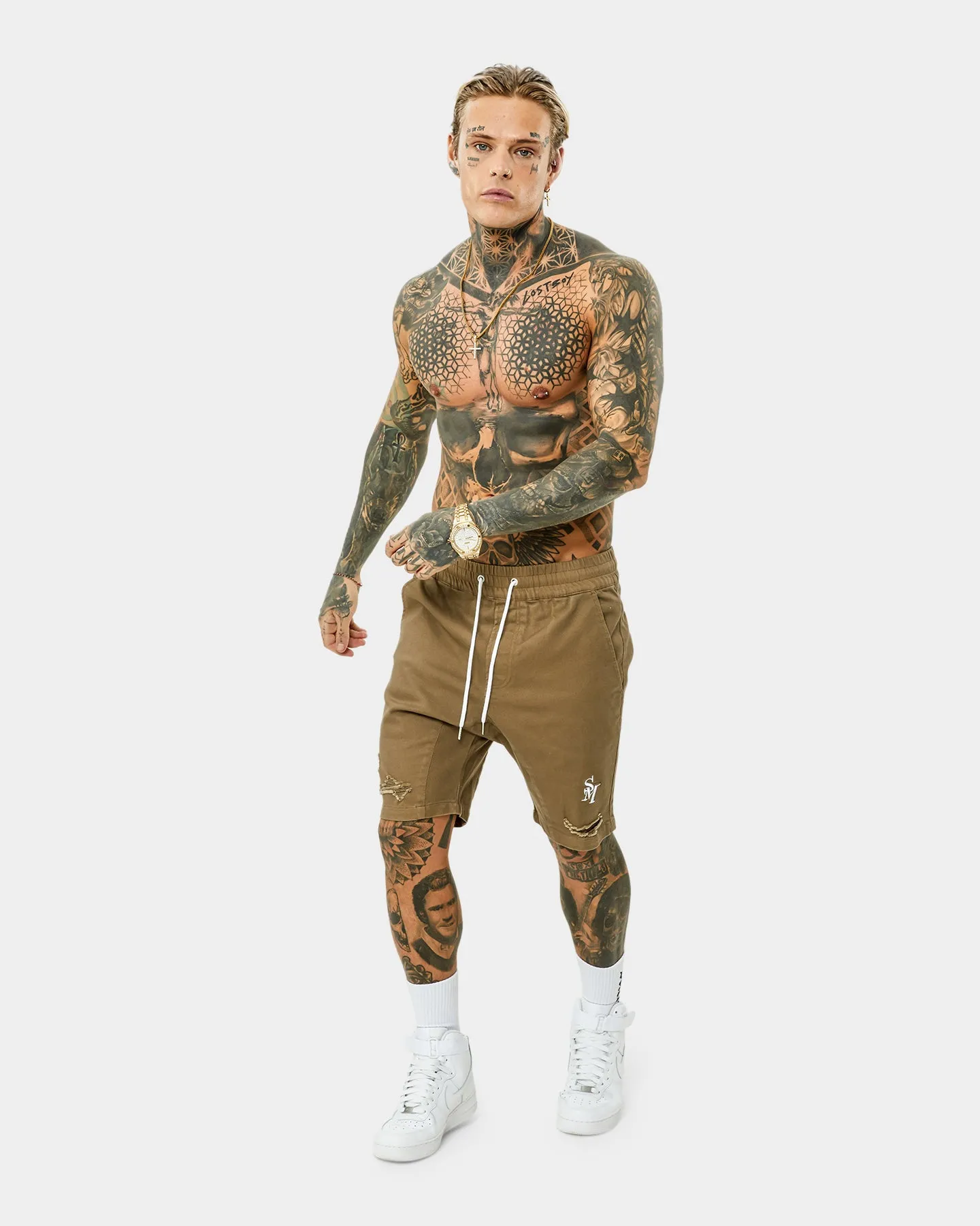 Travel Shorts Casual Style Saint Morta Annex Denim Shorts Brown