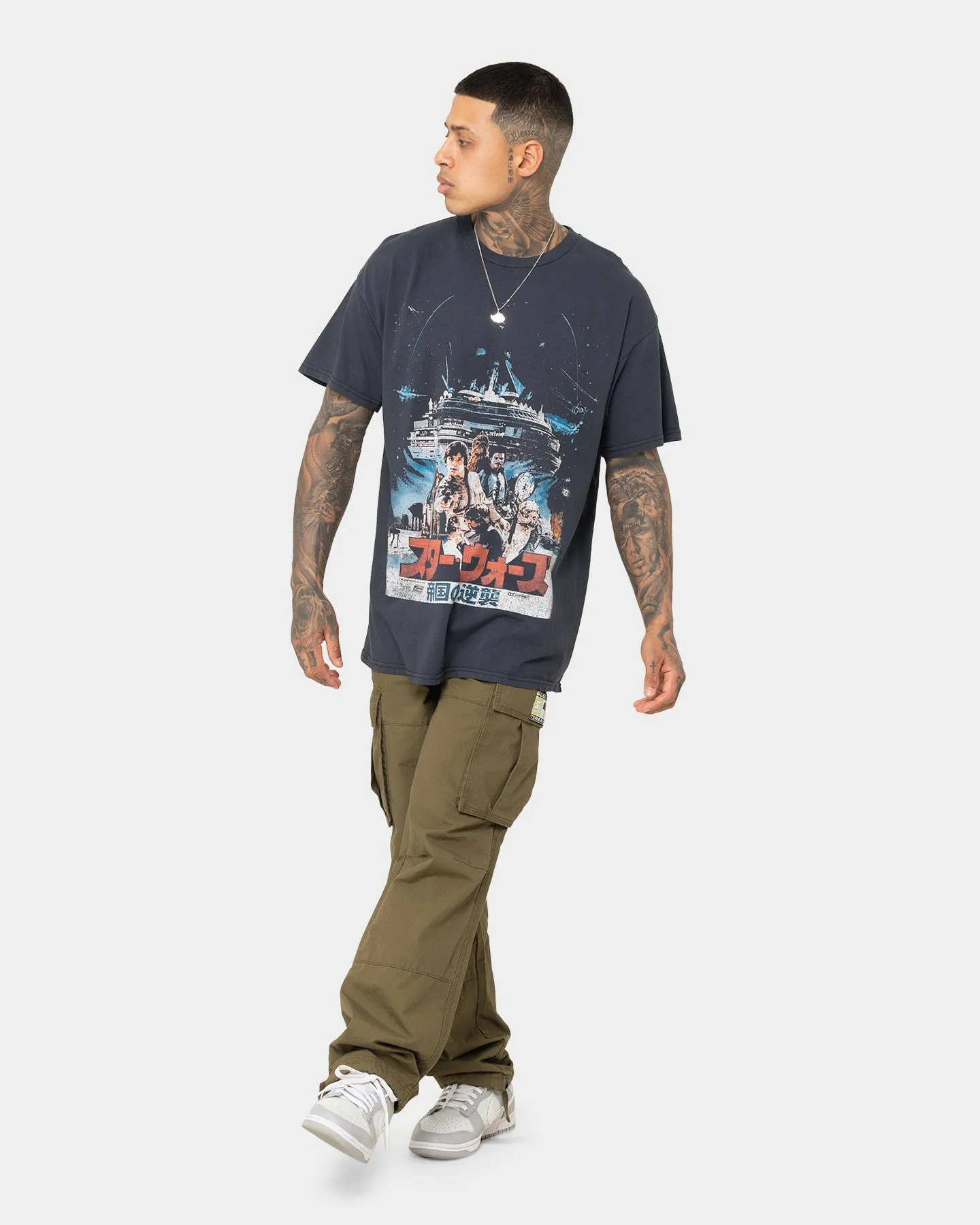 print design High-Quality Fabric Grails Spaceship Vintage T-Shirt Vintage Wash