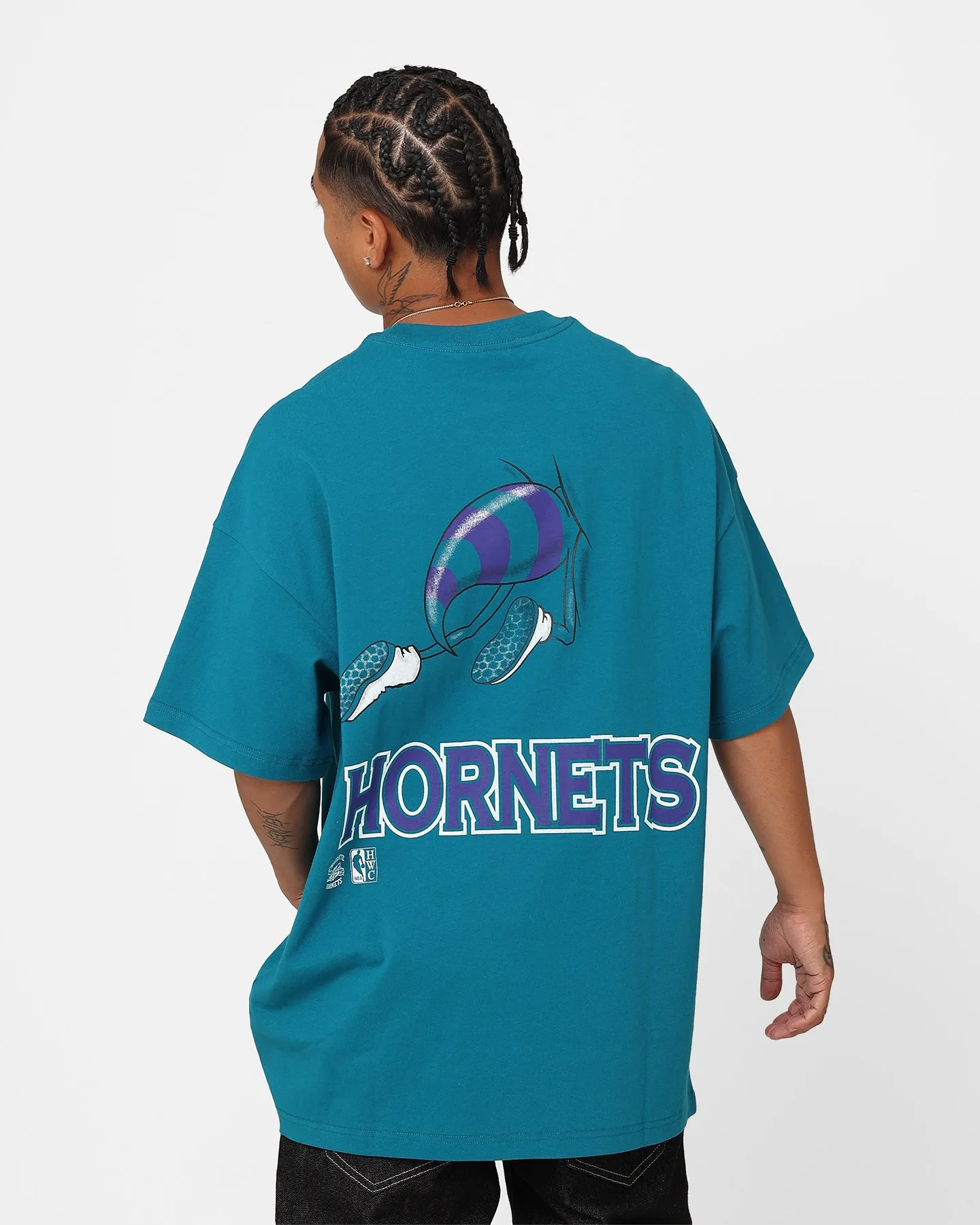 DoubleStitchedHem Anti-pilling Mitchell & Ness Charlotte Hornets Break Free T-Shirt Hornets Teal