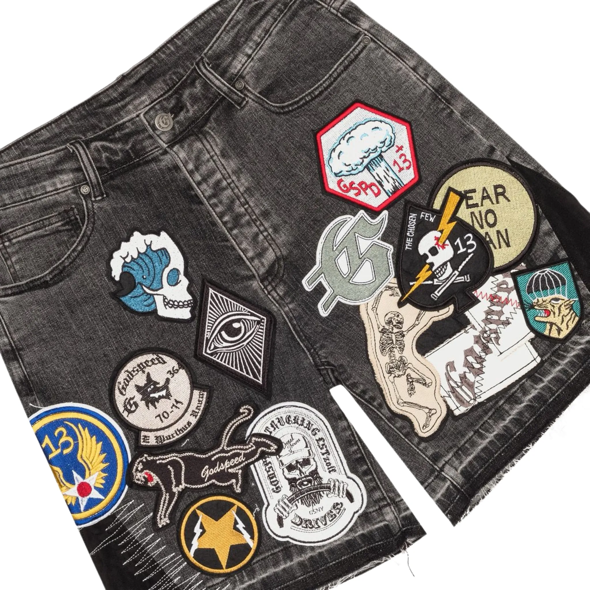 Stylish Dress Easy Style Godspeed "Patchwork" V2 Denim Shorts (Grey)
