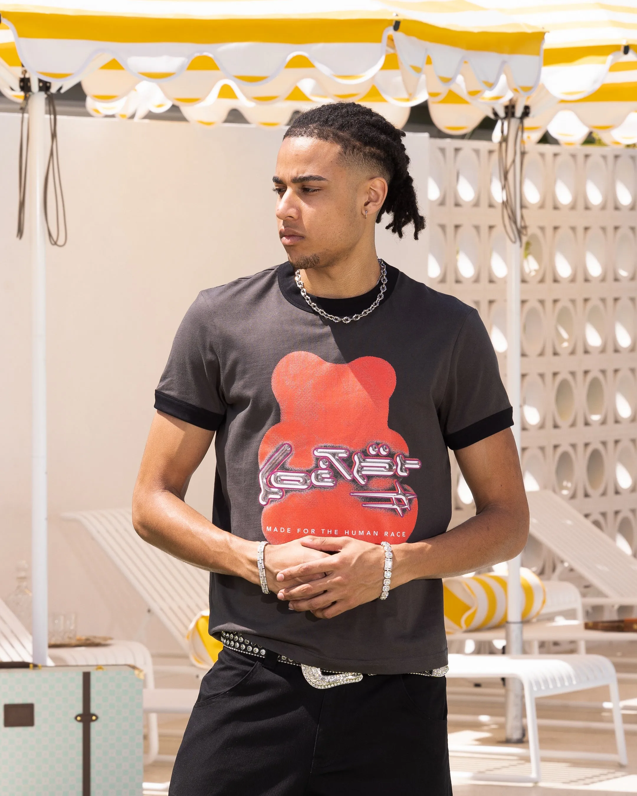 Loiter Gummy Ringer T-Shirt Charcoal Men's Eco Friendly Material