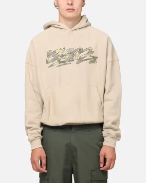 Carre Camo Script Hoodie Stone Bright Colors Side Slit