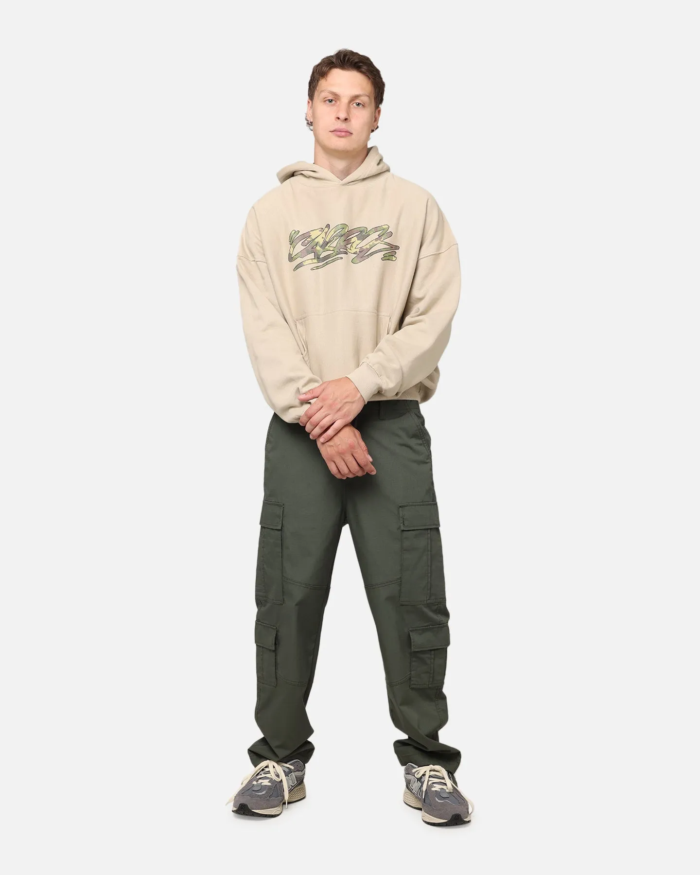 Carre Camo Script Hoodie Stone bike ride Lightweight Fabric
