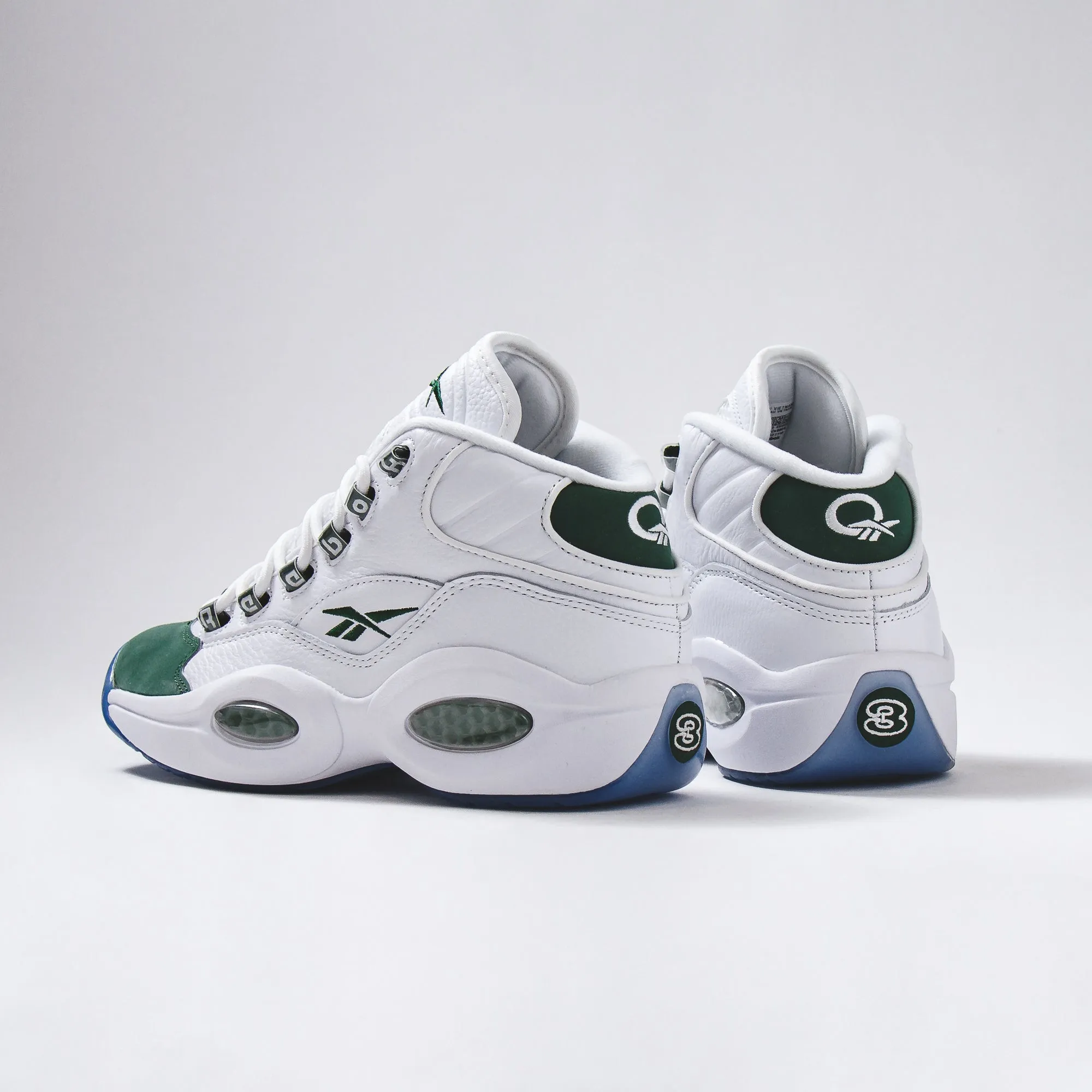 Reebok Classics Basketball Men Question Mid Allen Iverson White Green ID6690 Anti Friction Collar Padding