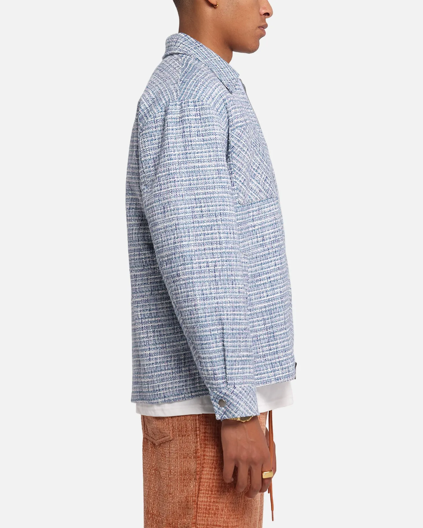 Grant Sleek Outerwear XXIII Boucle Tweed Zip Jacket Teal/Blue/Purple