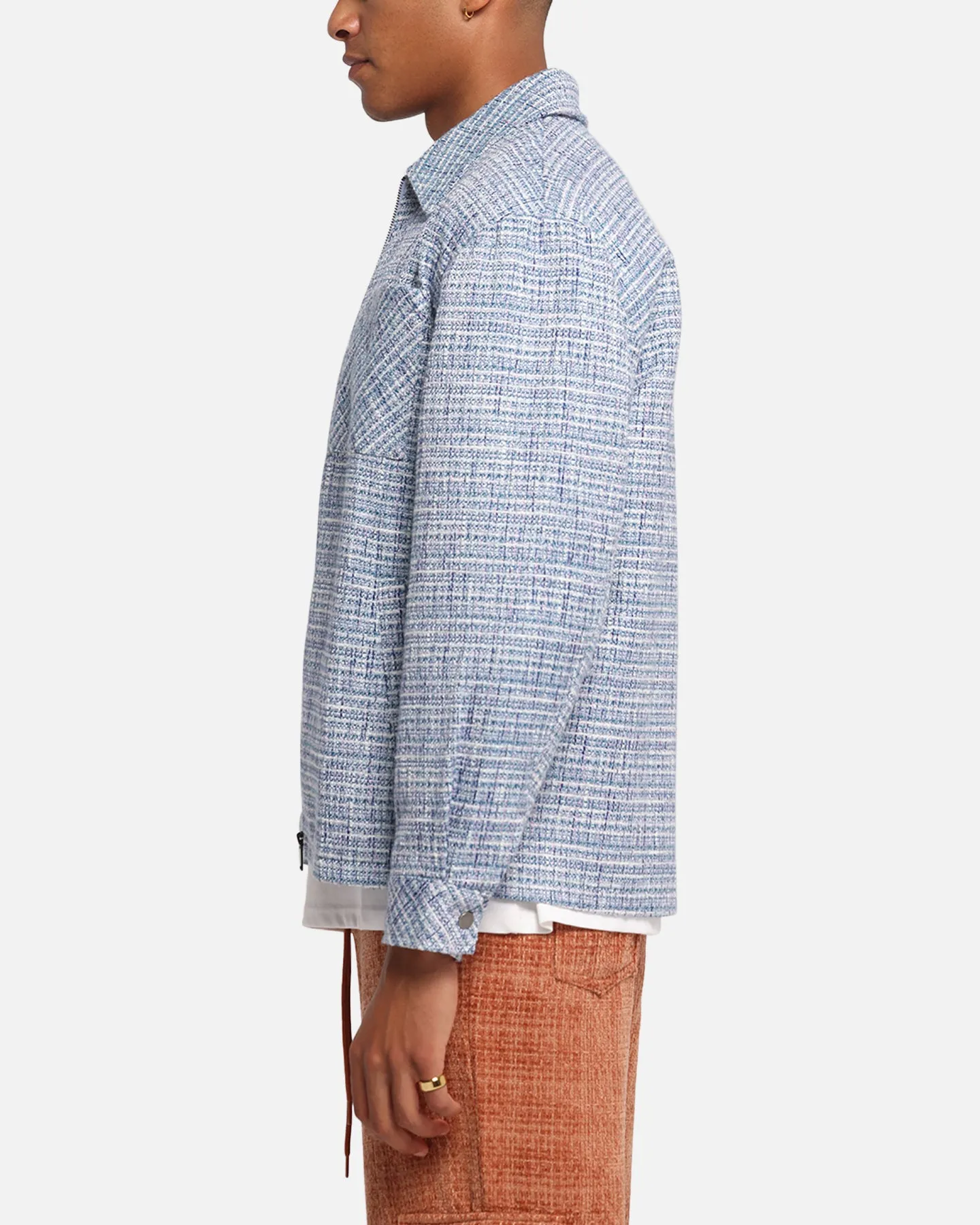 XXIII Boucle Tweed Zip Jacket Teal/Blue/Purple suitable for performance costumes packable