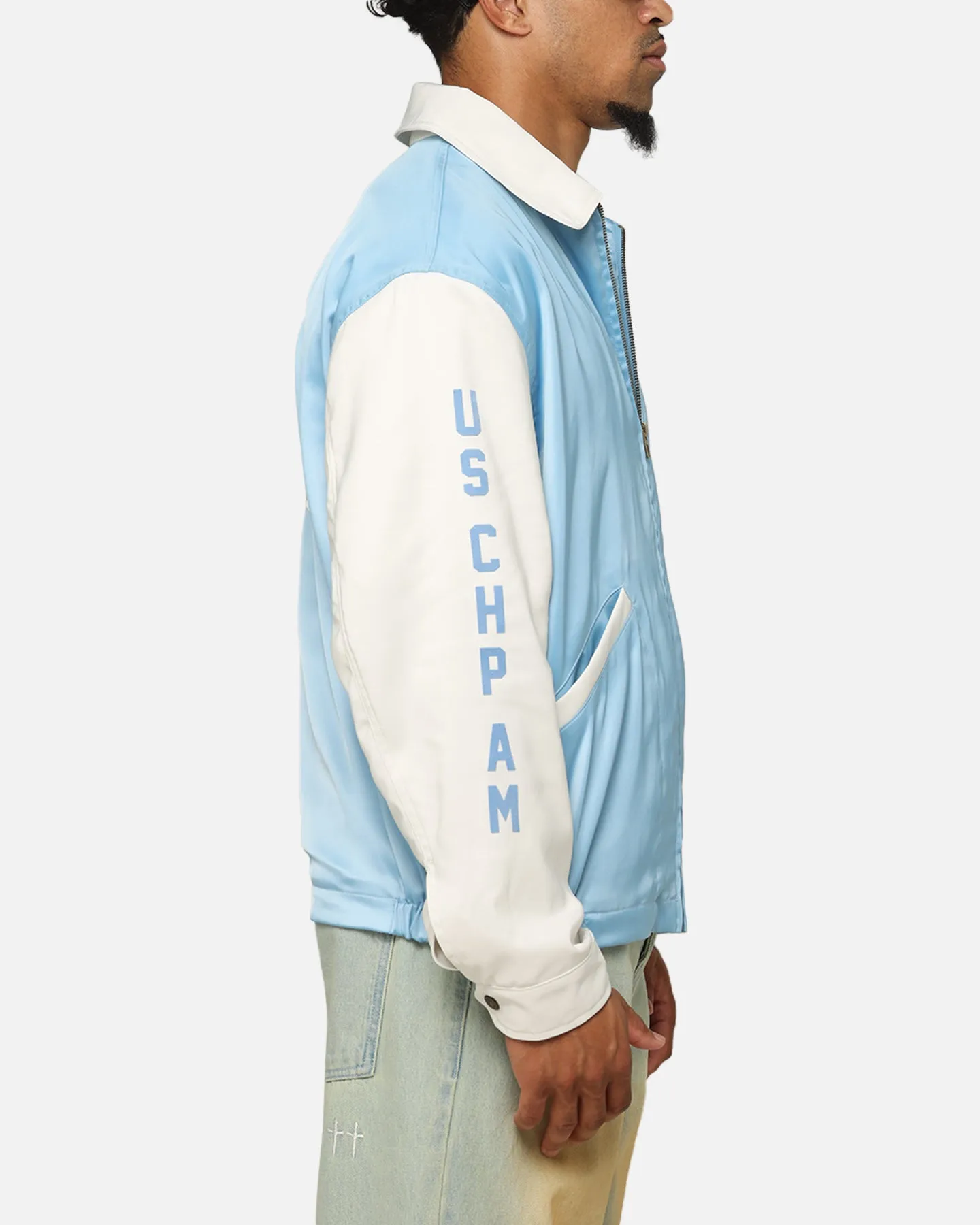 Seasonal Function Sporty Style Champion 50's Team Captain Jacket Pale Blue