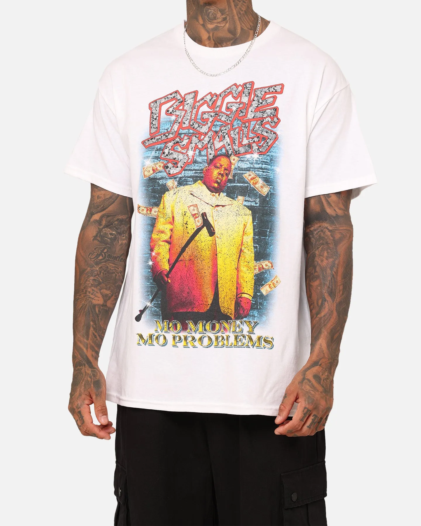 Notorious B.I.G Mo Money Bills T-Shirt White Textured Surface