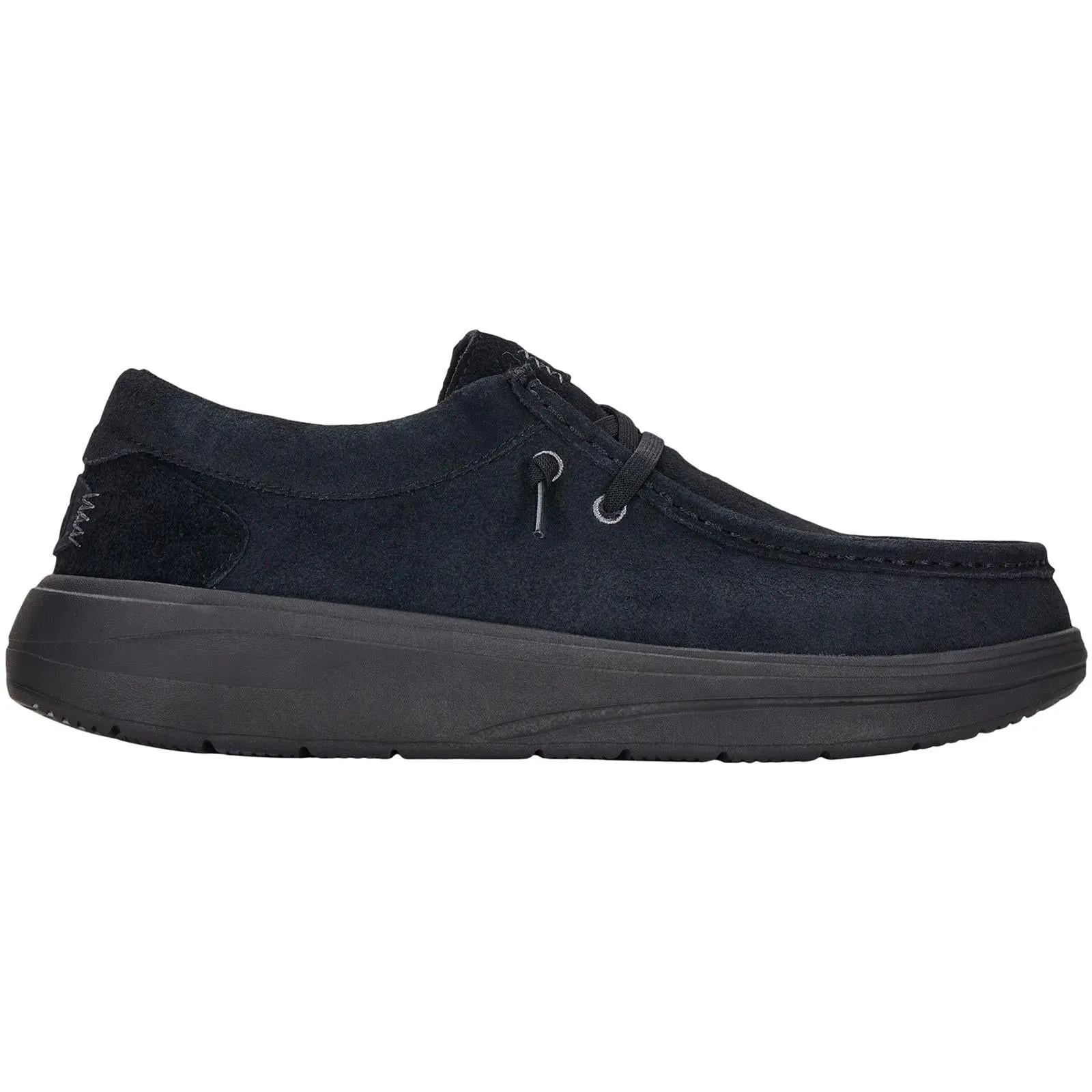 Ventilated Mesh Sunny Walks HEYDUDE Mens Wally X Suede Shoes Black