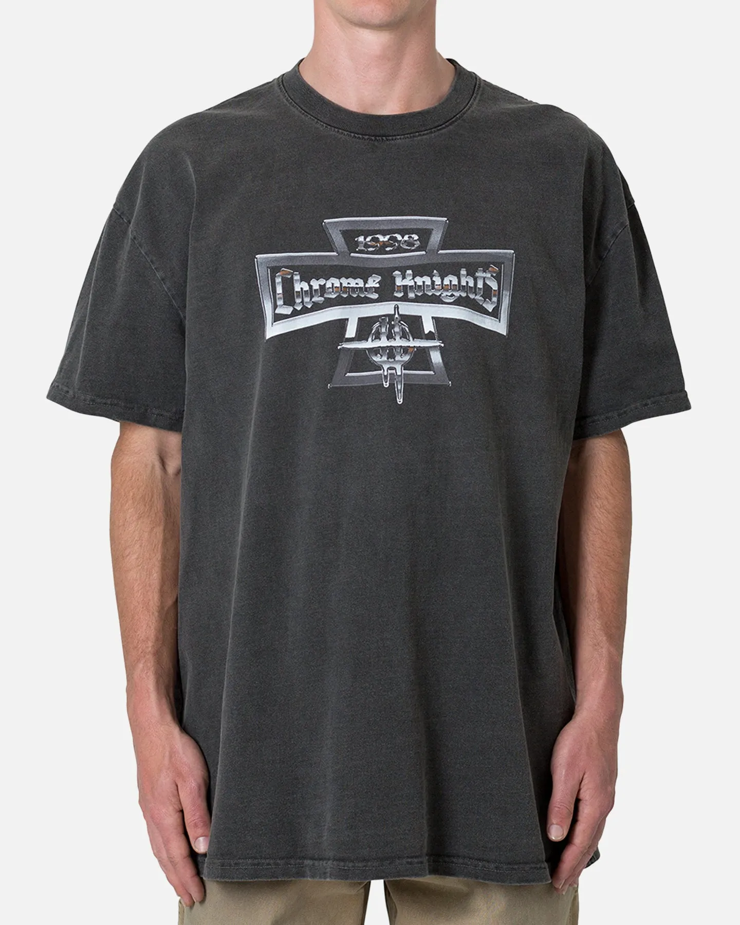anti static coating MNML Chrome Knights T-Shirt Washed Black