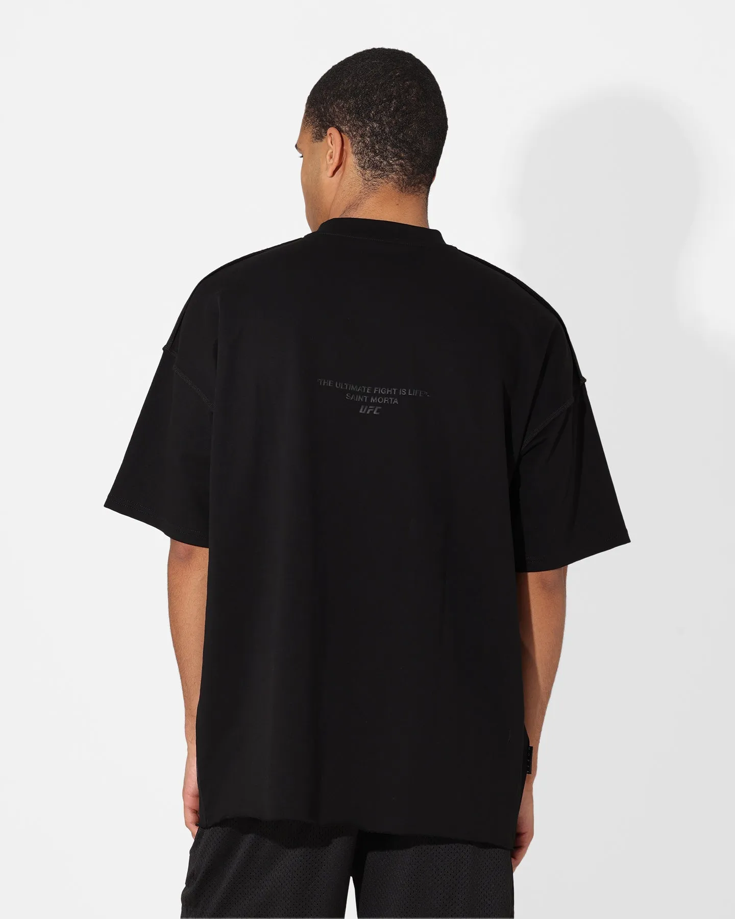 Brushed Interior Lining Stain Resistant Saint Morta X UFC Boxy Premium T-Shirt Black/Black