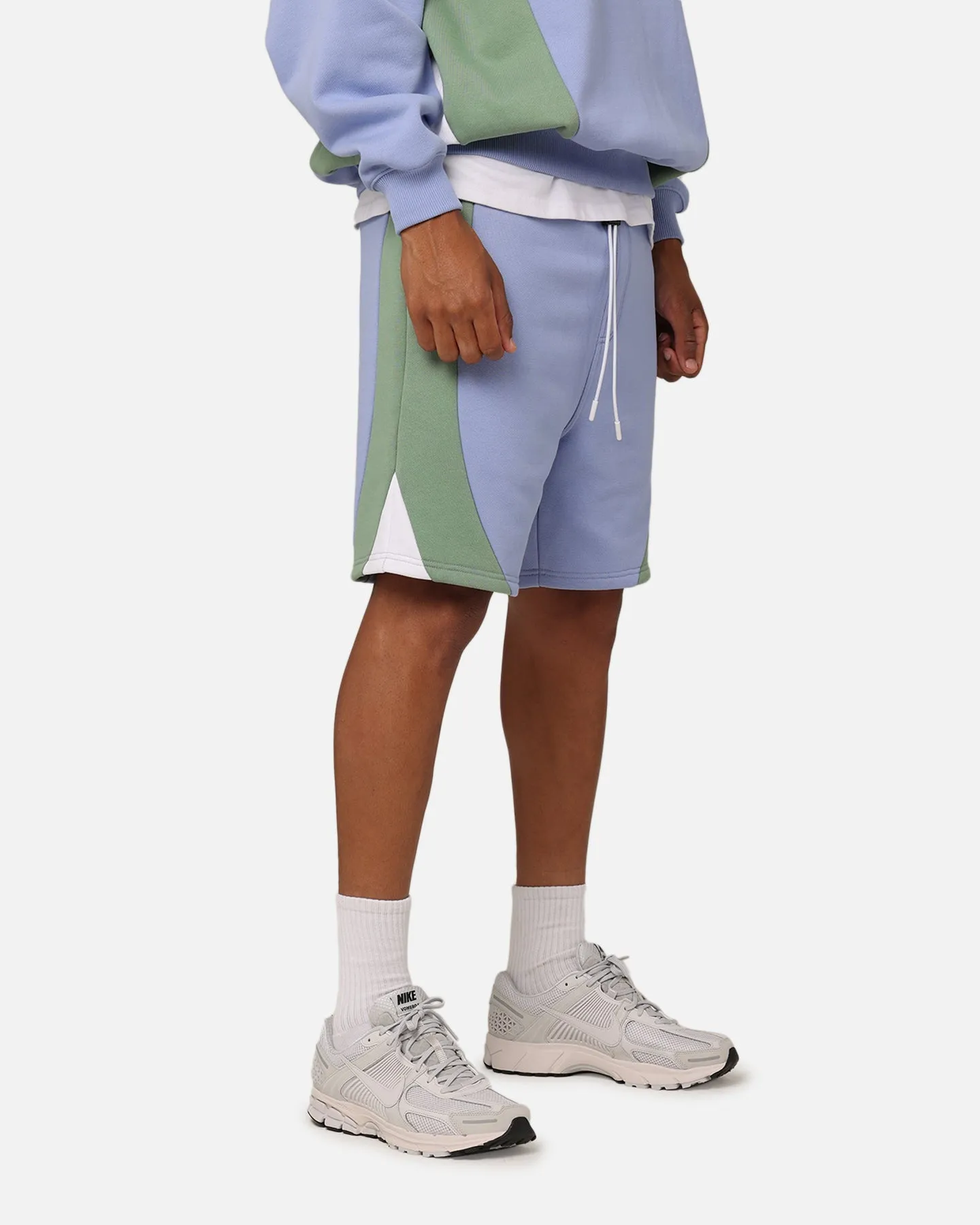 Eco Friendly Fabric Carre C Star Panelled Shorts Pale Blue