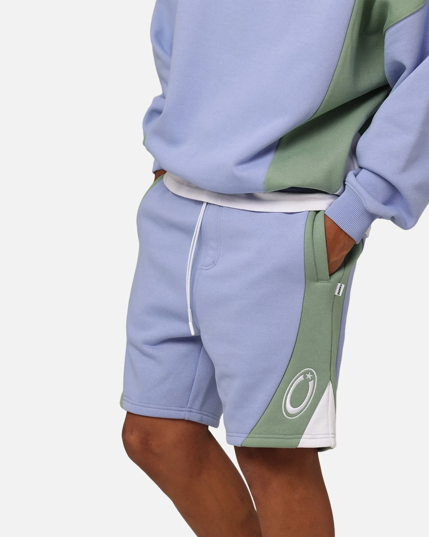 Carre C Star Panelled Shorts Pale Blue Comfort Flex Wear Slim Layer