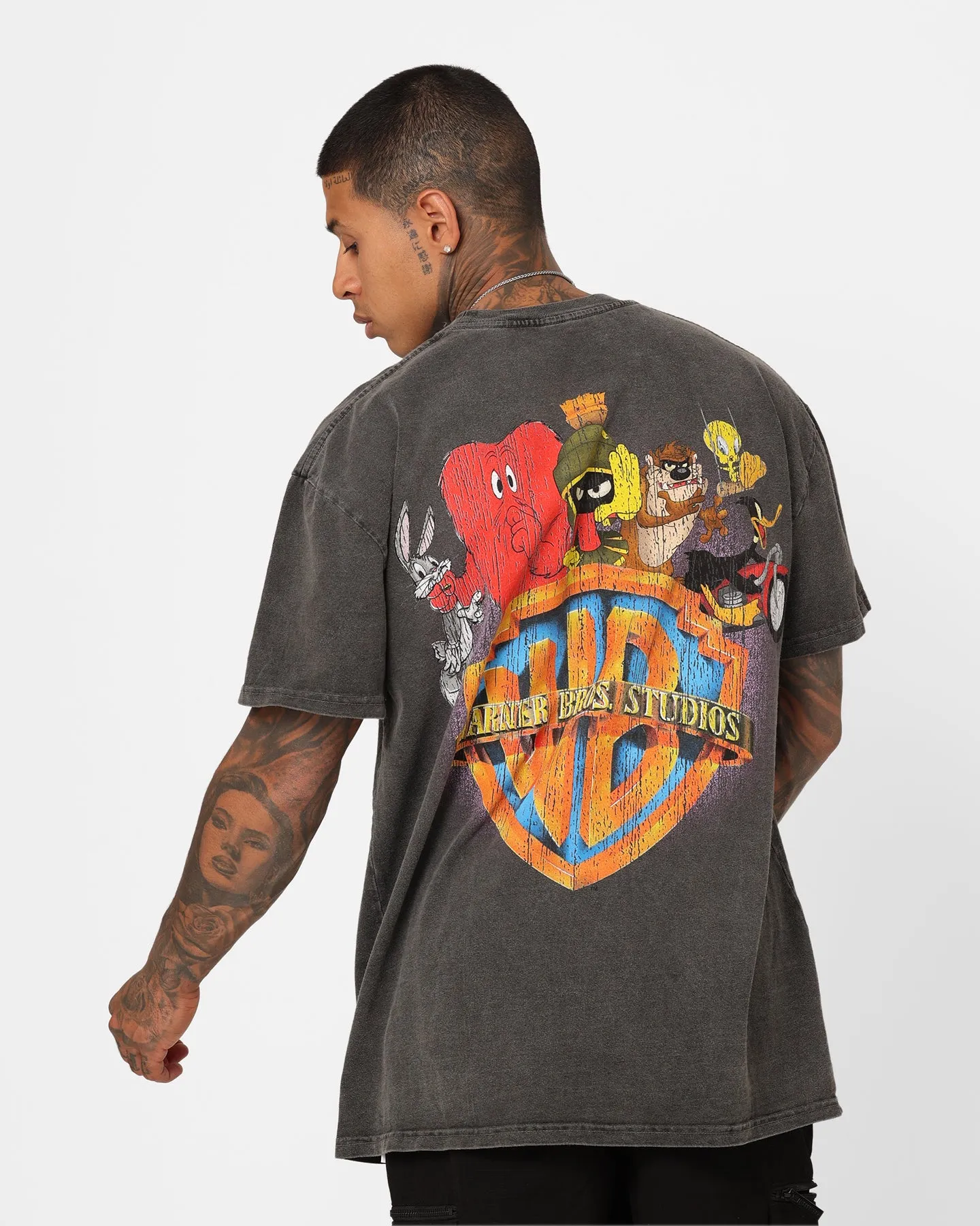 Relaxing Fit American Thrift X Warner Bros. Marvin The Martian Vintage Heavyweight T-Shirt Black Wash