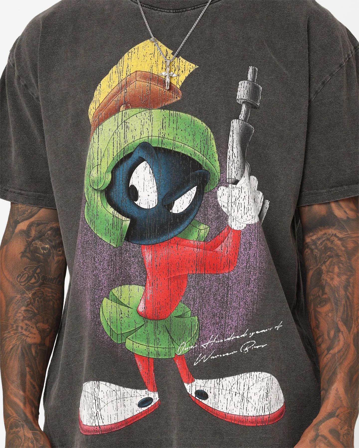 American Thrift X Warner Bros. Marvin The Martian Vintage Heavyweight T-Shirt Black Wash Breezy Design