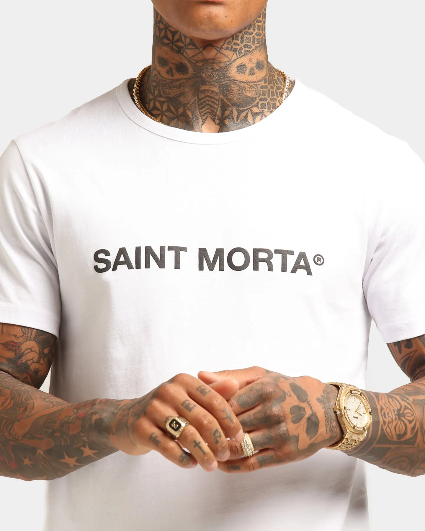 Sleek Style VintageWashEffect Saint Morta Official El Duplo T-Shirt White