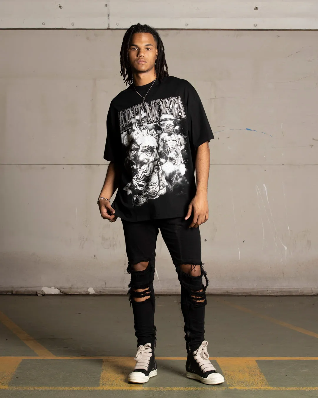 Saint Morta Zeus Boxy T-Shirt Black Breathable Look