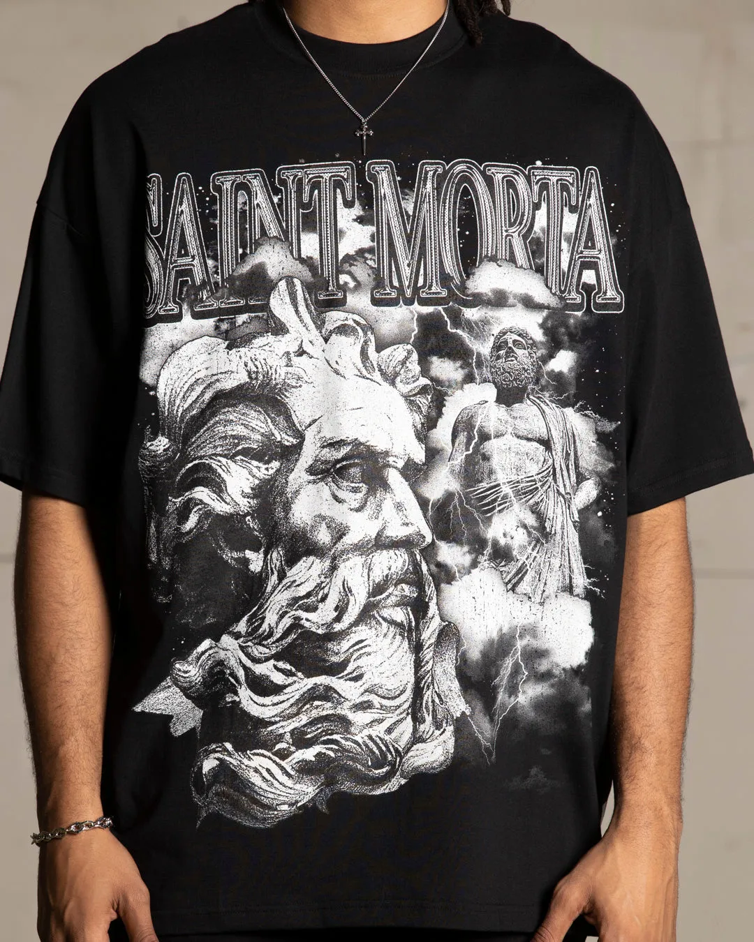MultiPly Fabric Chill Vibes Saint Morta Zeus Boxy T-Shirt Black