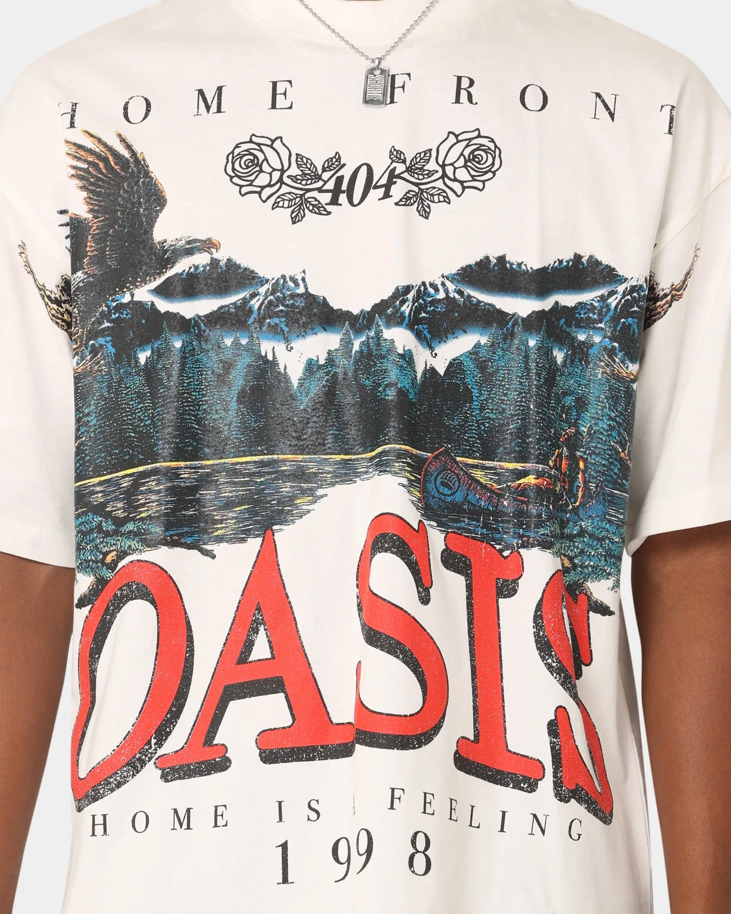 404 Oasis Vintage T-Shirt Off White Anti Pilling Treatment Multi Directional Stretch