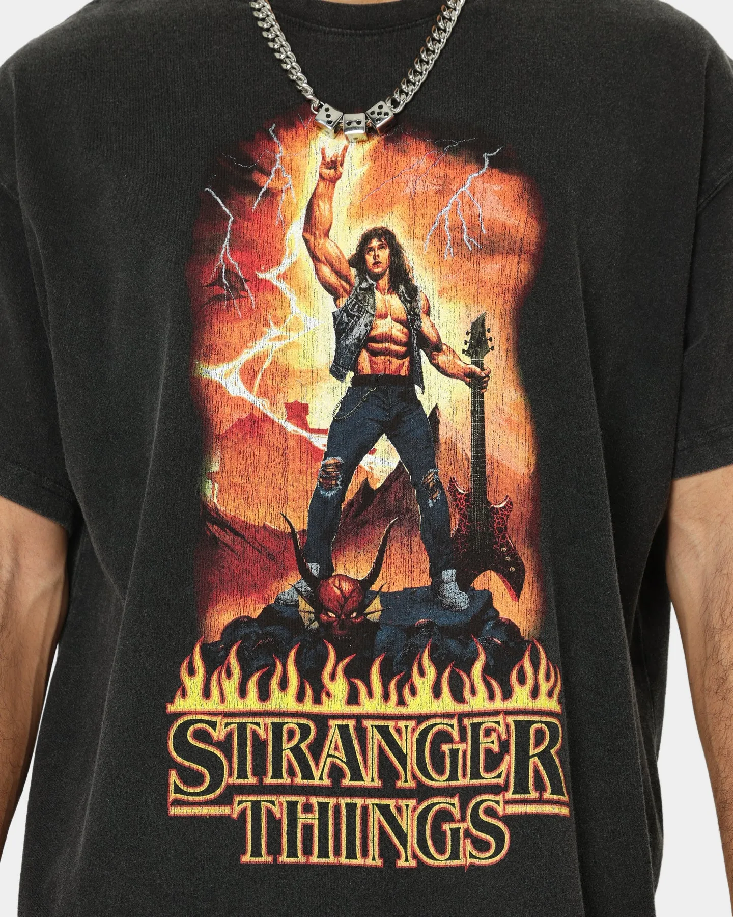 Vibrant Colors Goat Crew X Stranger Things Metal Vintage T-Shirt Vintage Black