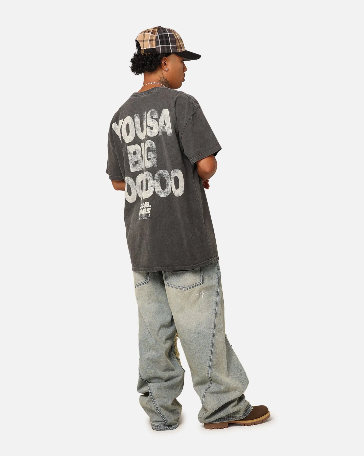 Modern Outfit Flatlock stitching Star Wars Jar Jar Binks Heavyweight T-Shirt Black Wash