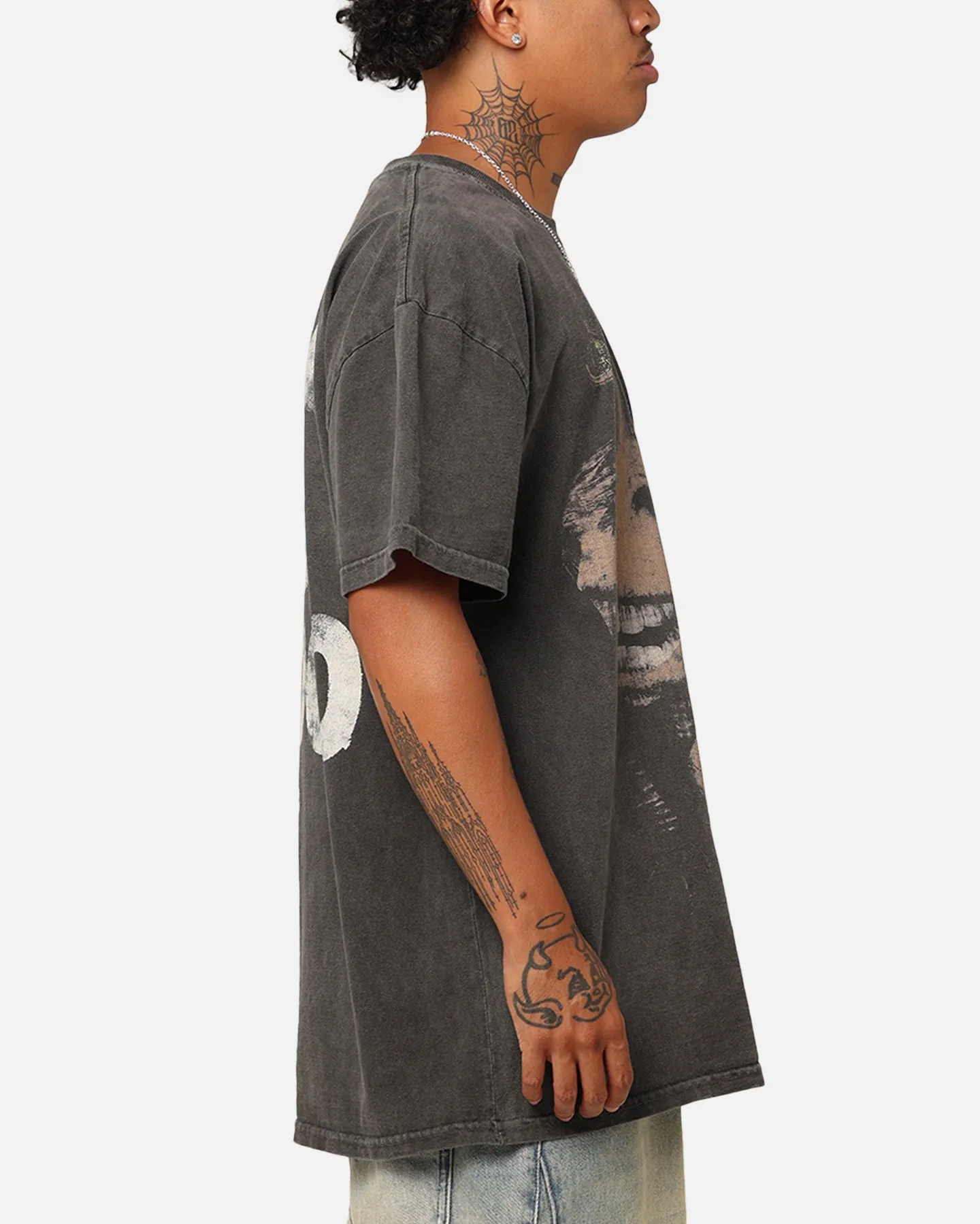 Star Wars Jar Jar Binks Heavyweight T-Shirt Black Wash Heather Texture Finish