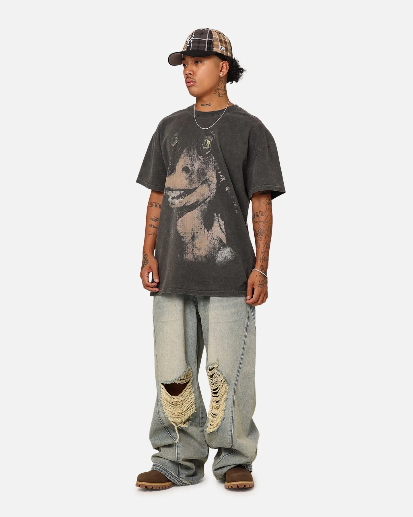 Star Wars Jar Jar Binks Heavyweight T-Shirt Black Wash Customizable Layered Look Wear