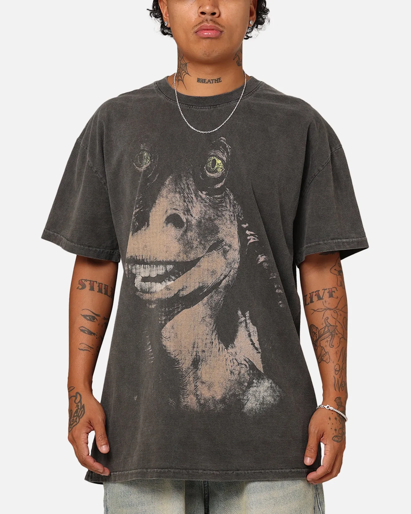 Star Wars Jar Jar Binks Heavyweight T-Shirt Black Wash Garment Dyed Finish