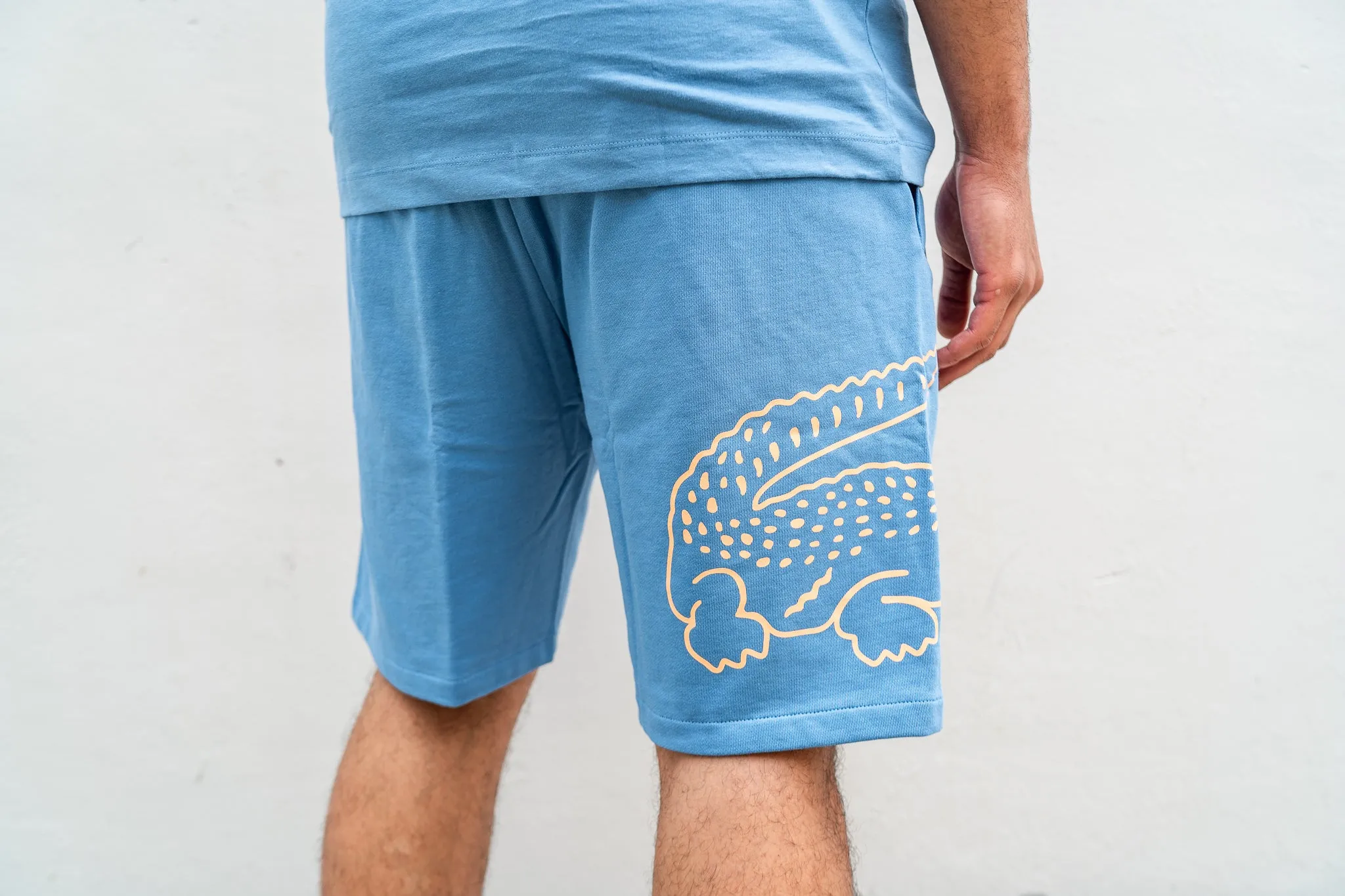 Lacoste Side Gator Shorts (Ocean) Ventilation Panels Light Wool