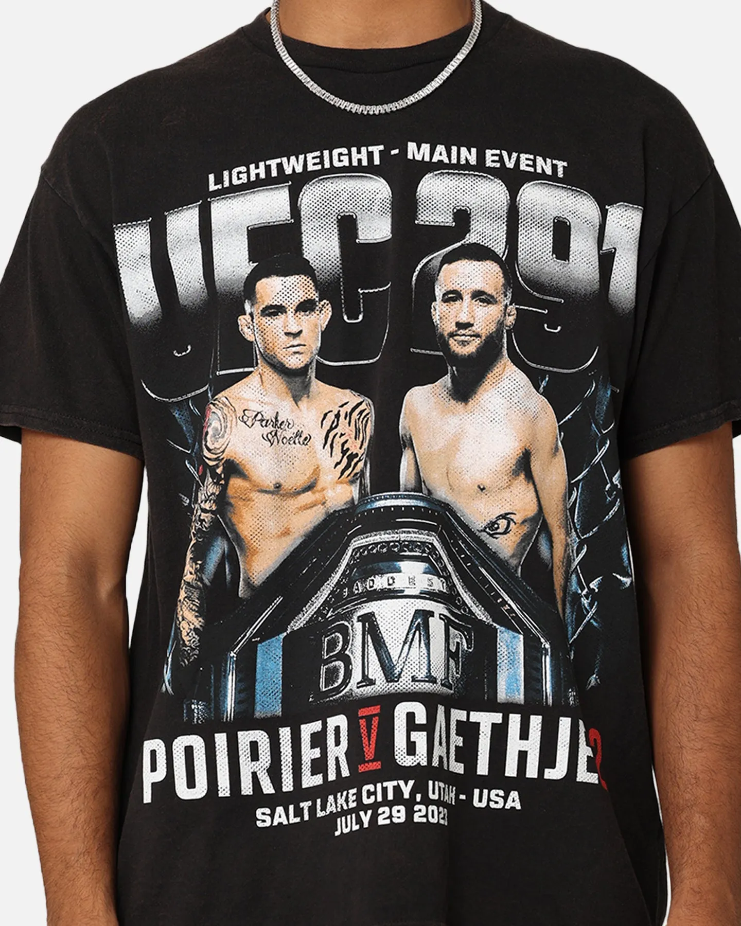 UFC By Goat Crew Dustin Poirier vs. Justin Gaethje BMF Fight Vintage T-Shirt Black Wash Soft Wearable