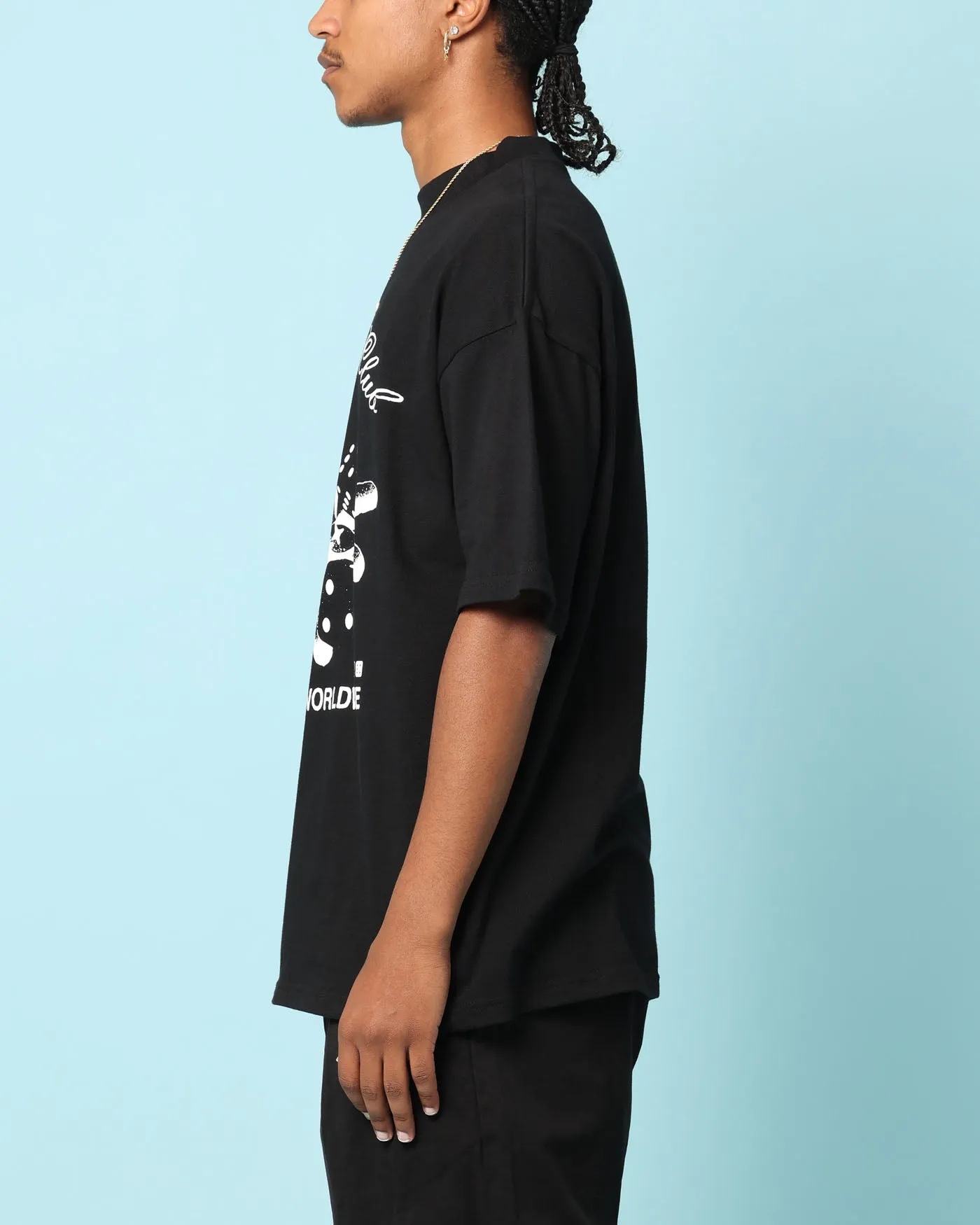 Carr?? Rollers Oversized T-Shirt Black Stretchable Collar Band Layered Sleeve Construction