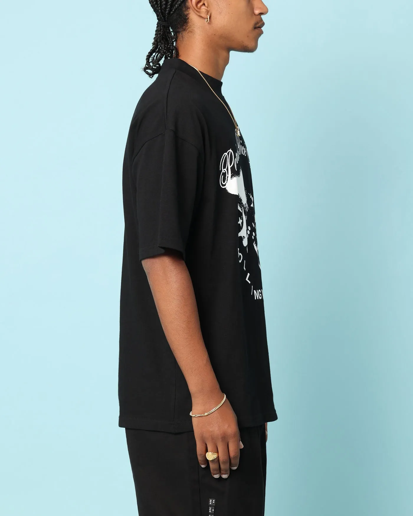 Chic Style Trend BiodegradableMaterial Carr?? Rollers Oversized T-Shirt Black