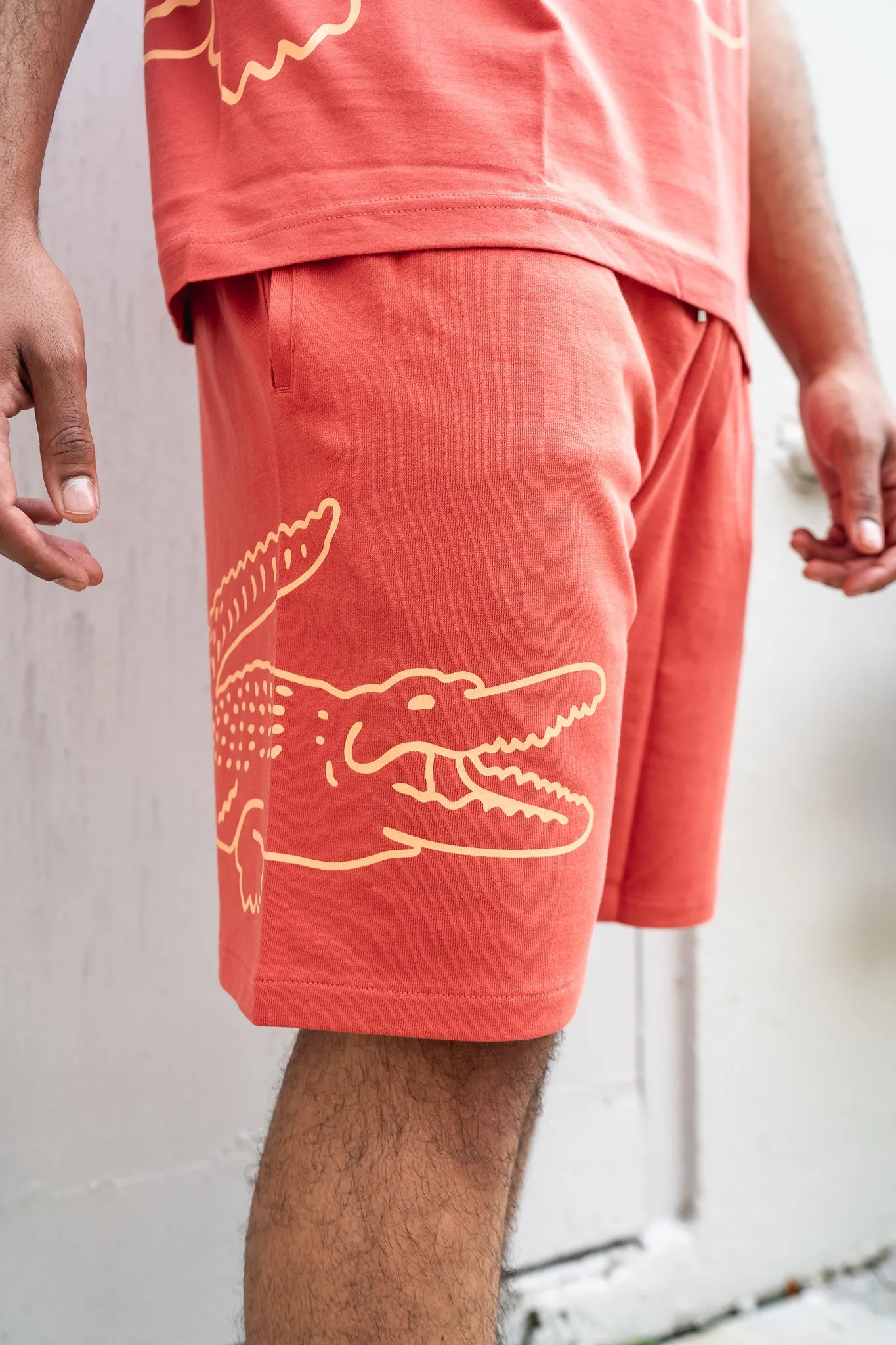 Lacoste Side Gator Shorts (Guava) Adjustable Fastenings
