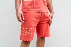 Lacoste Side Gator Shorts (Guava) Timeless Cardigan MoistureWickingMaterial