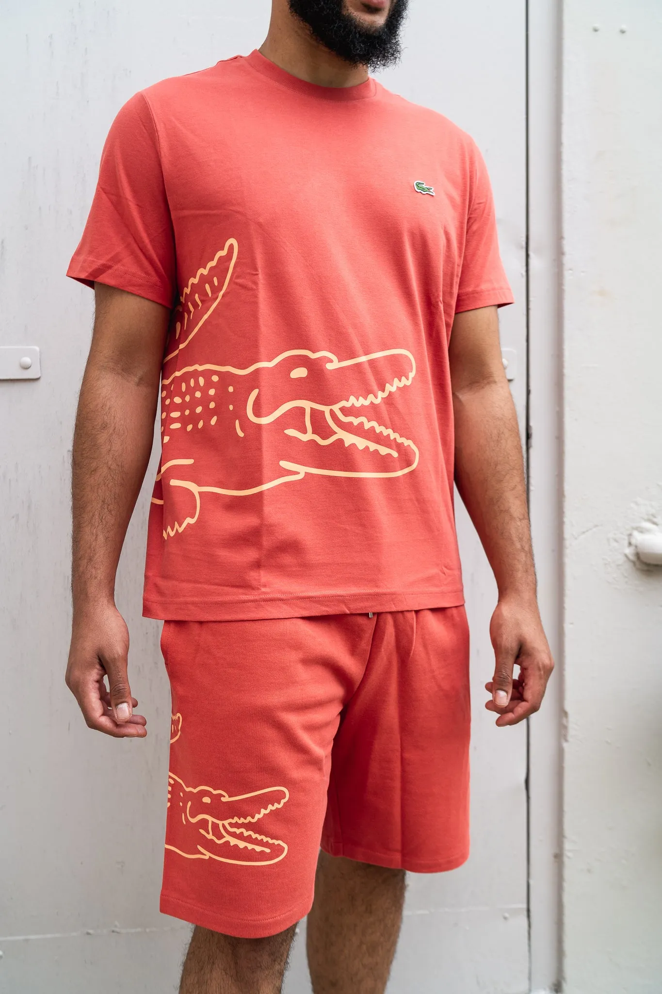 Lacoste Side Gator Shorts (Guava) ZeroRestrictionMobility Hypoallergenic Fibers