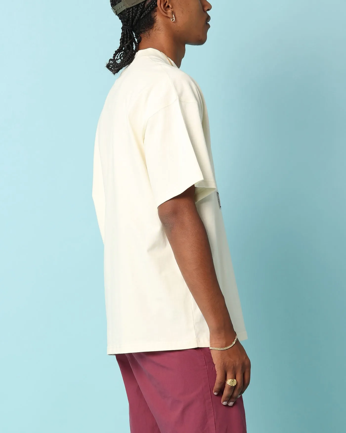 Trendy Fashion Versatile Design Carr?? Patchwork Oversized T-Shirt Off White