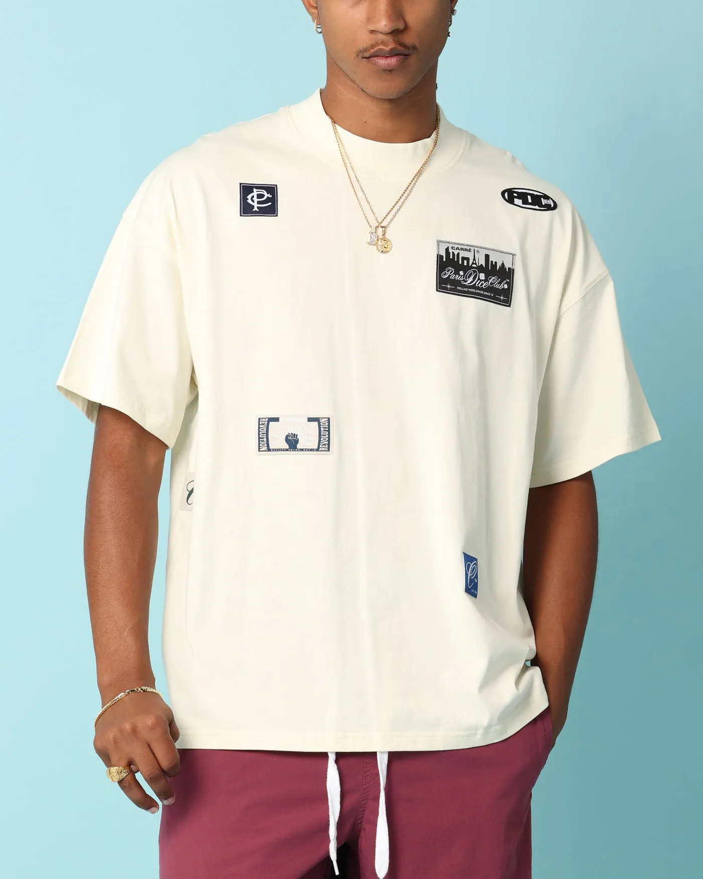 Carr?? Patchwork Oversized T-Shirt Off White petite size