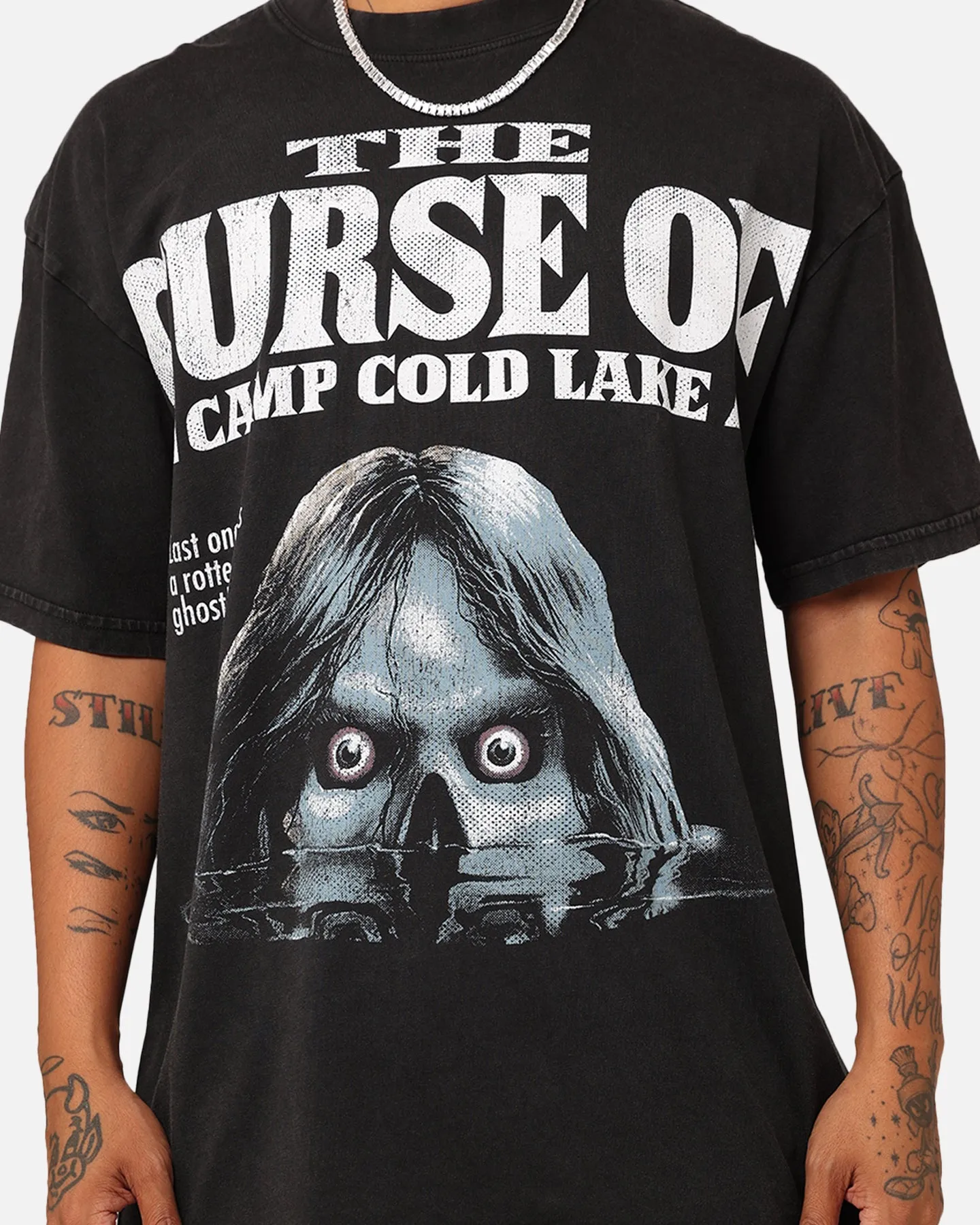 Timeless Piece Quick Release Hem American Thrift X Goosebumps Cold Lake Vintage T-Shirt Black Wash