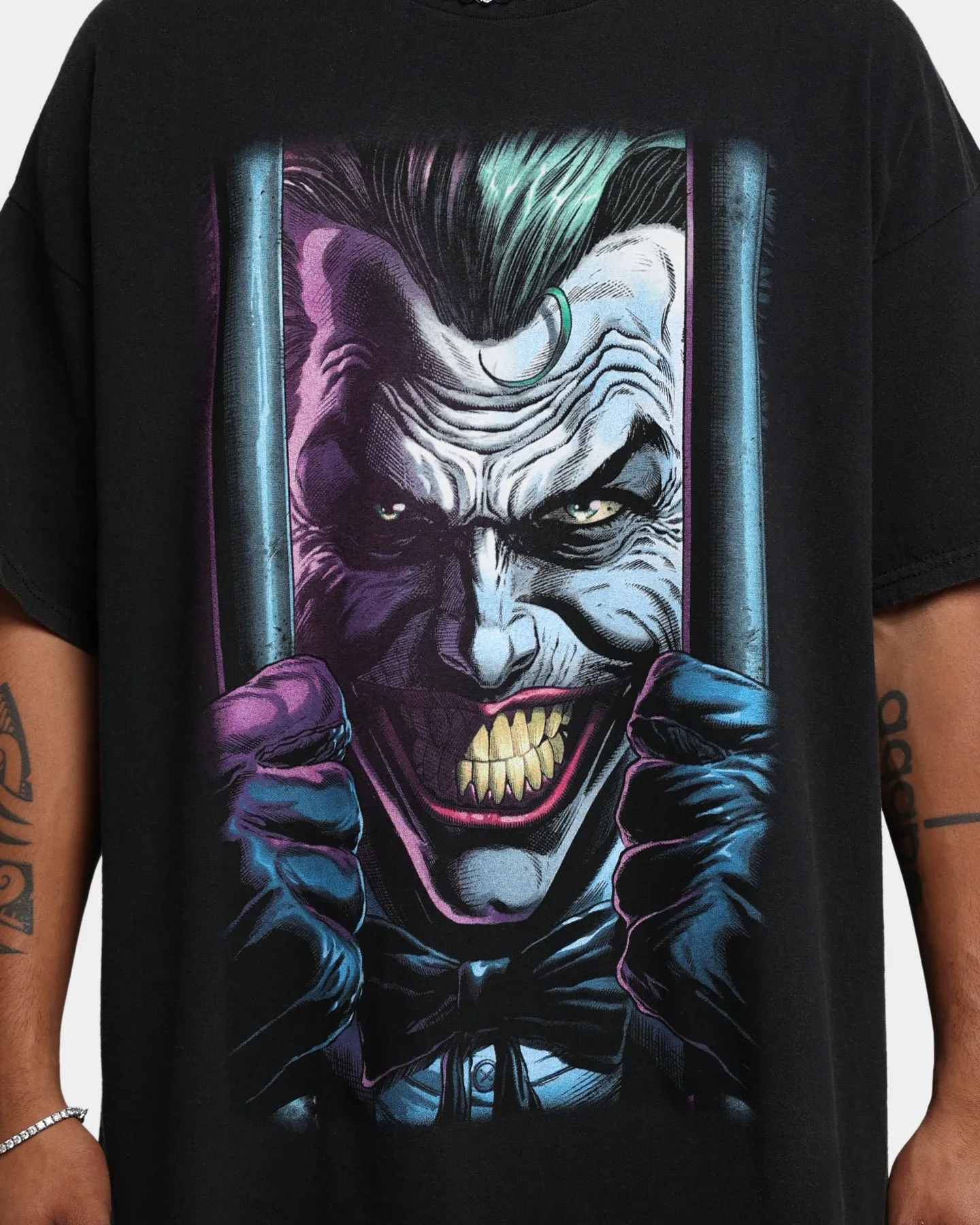 Soft Layer Goat Crew X Batman The Joker Vintage T-Shirt Black Wash