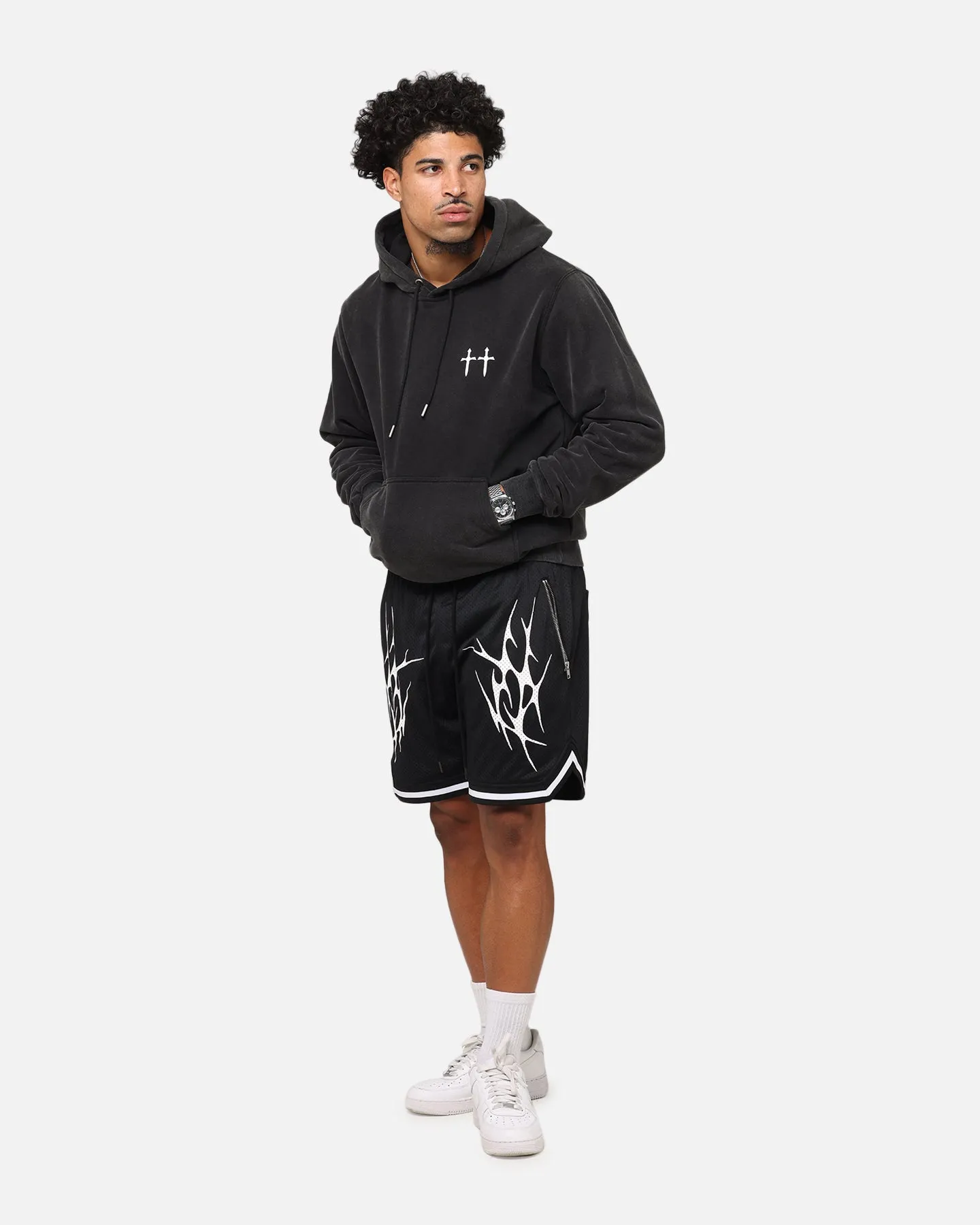 Saint Morta Ye Old Boxy Hoodie Vintage Black Flex Fit Fabric Outdoor Wear