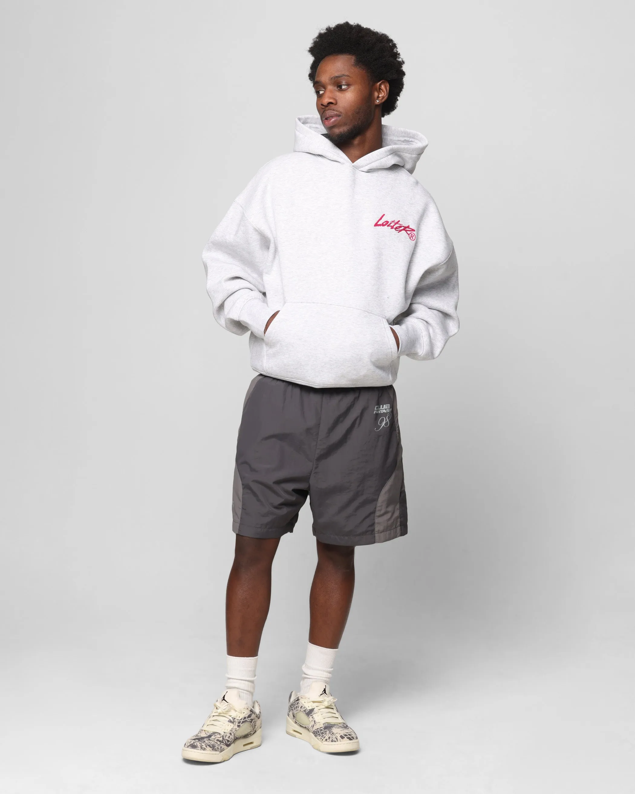 Fish like Masculine style Loiter Chenille Premium Hoodie Grey Marle