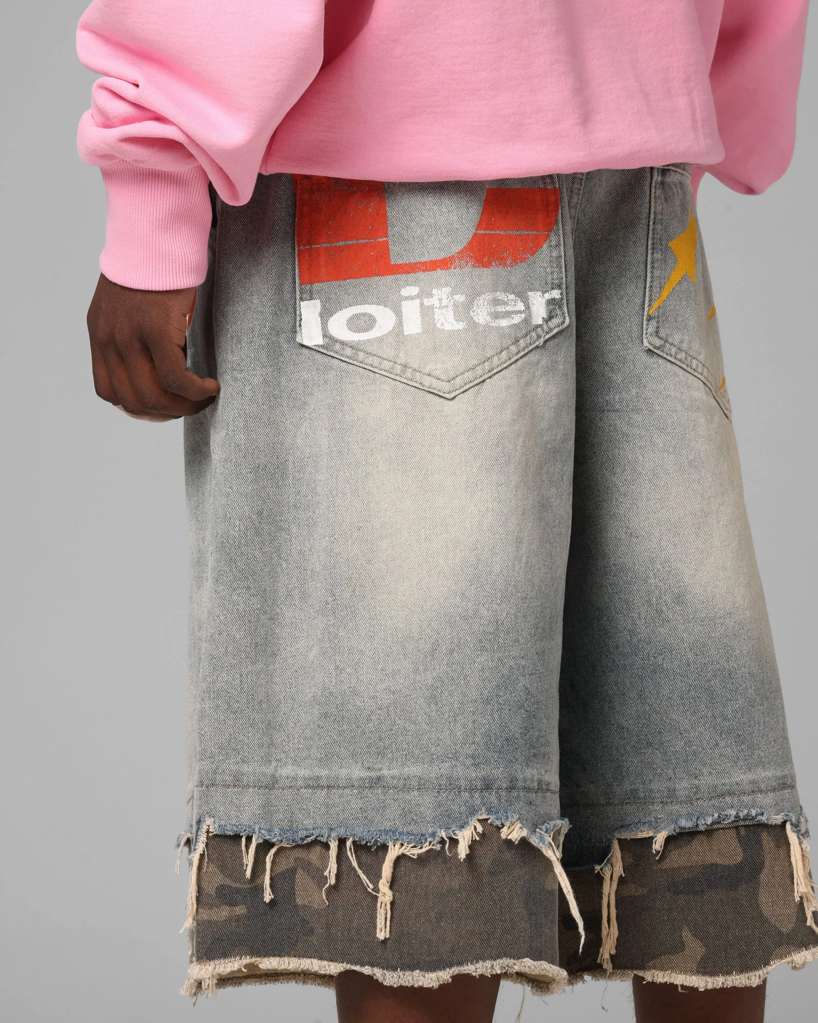 Loiter Oil Rig Denim Jorts Blue Wash Sweat Wicking Channels