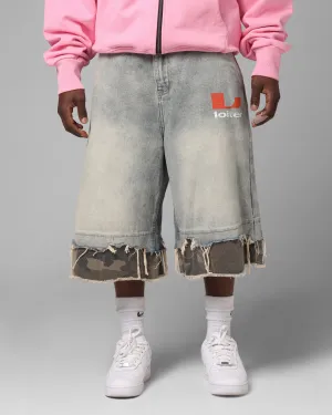 Loiter Oil Rig Denim Jorts Blue Wash Chafe Resistant Edges construction work