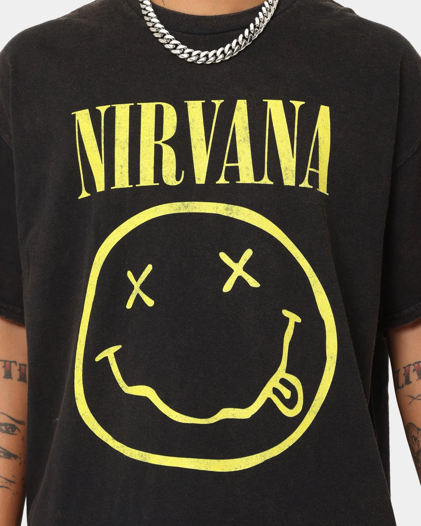 Nirvana Smiley Vintage Tee Washed Black Chill Design