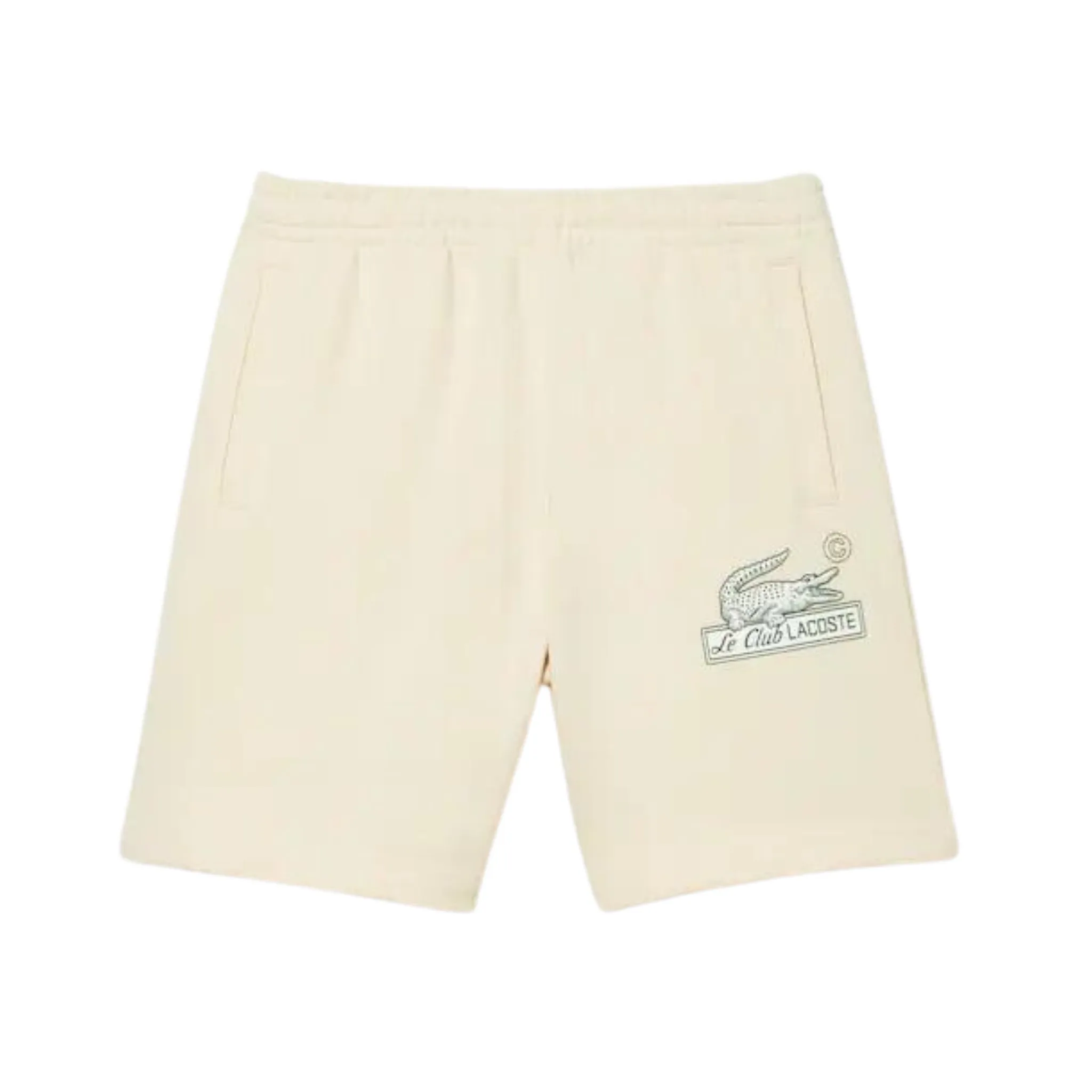 BalancedDrape Lacoste Le Club Unbrushed Organic Cotton Fleece Shorts (Off White)