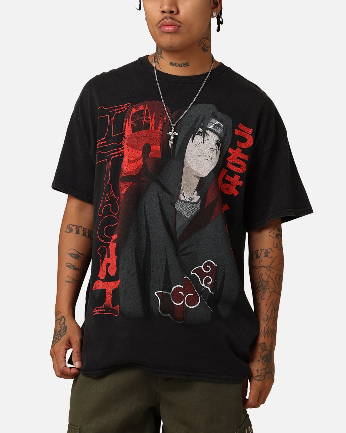 Breathable Essentials Goat Crew X Naruto Itachi Vintage T-Shirt Black Wash