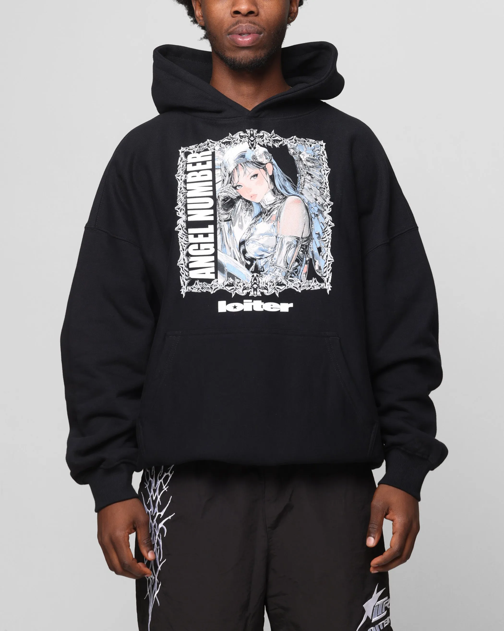 cleaning outfit Unique Design Loiter Angel Number Hoodie Black