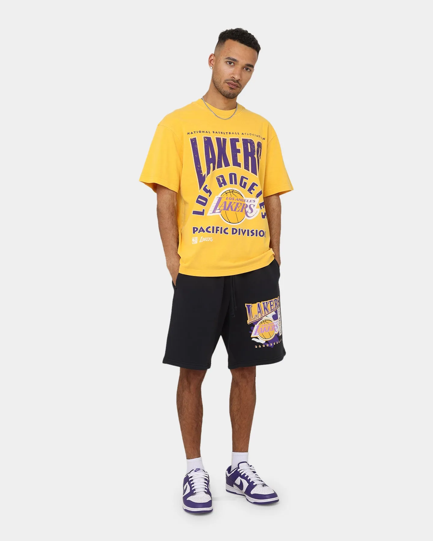 Mitchell & Ness Los Angeles Lakers Division Arch T-Shirt Faded Yellow Simple Comfort